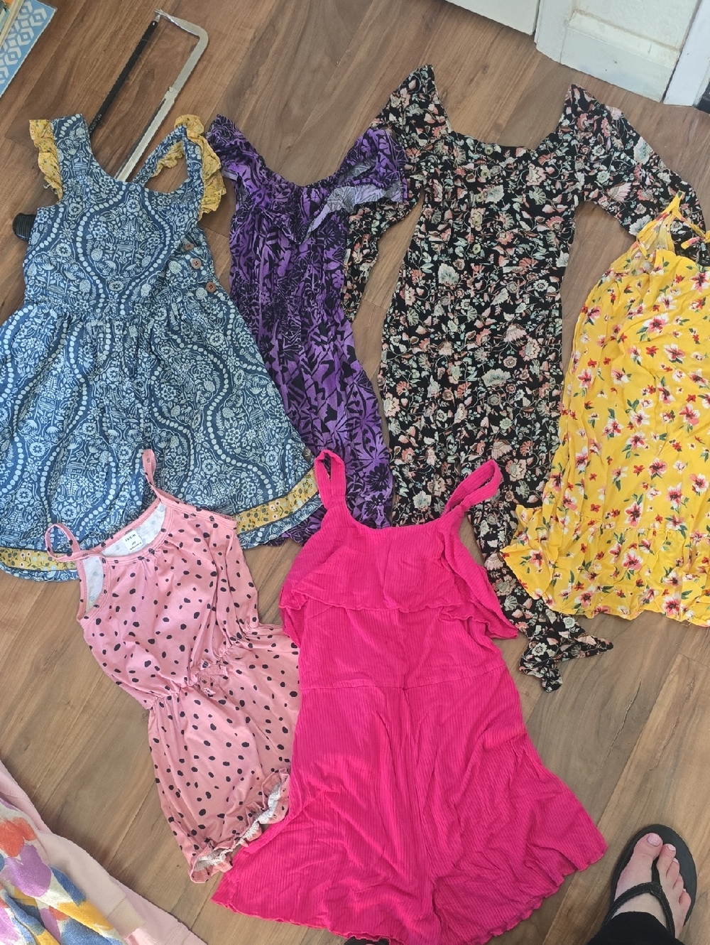 Girls Size 7 Bundle  - Blue, Purple, Yellow,Black Floral, Pink, Hot Pink